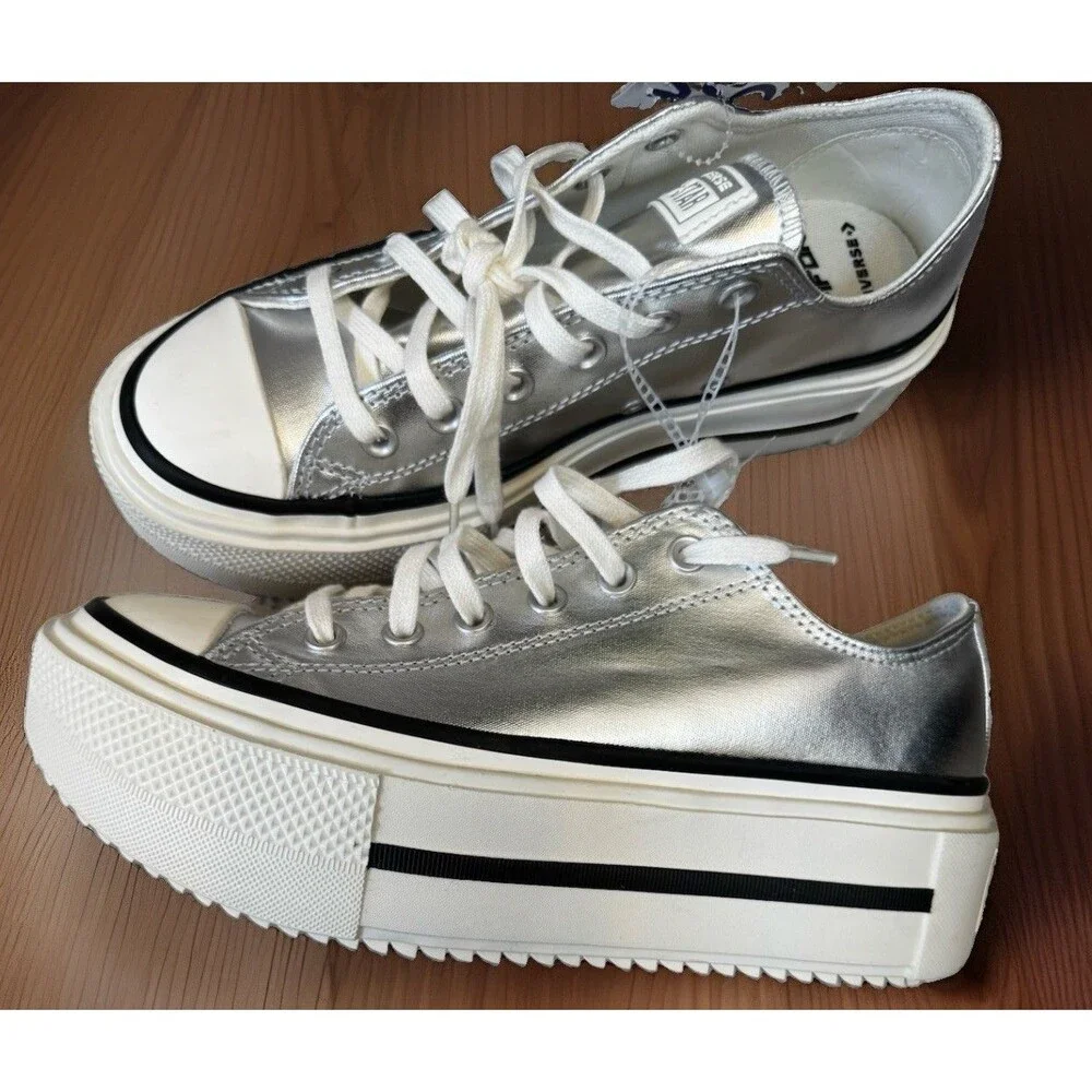 CONVERSE W/12.5 M/10.5 Chuck Taylor All Star Lift Double Stack Platform Metallic